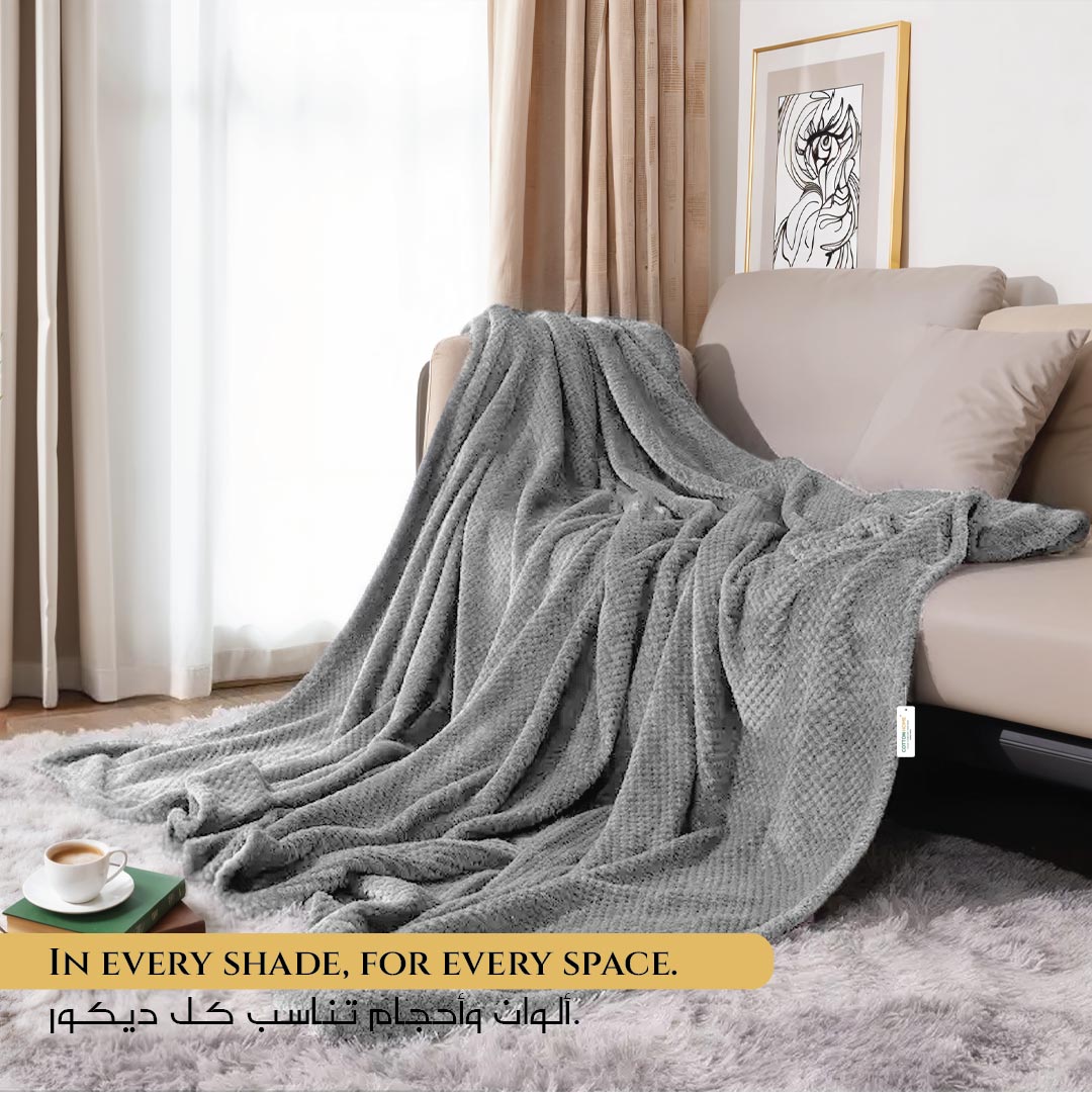 Tranquil Plaid Blanket Single Size 150x220 Silver - Cotton Home