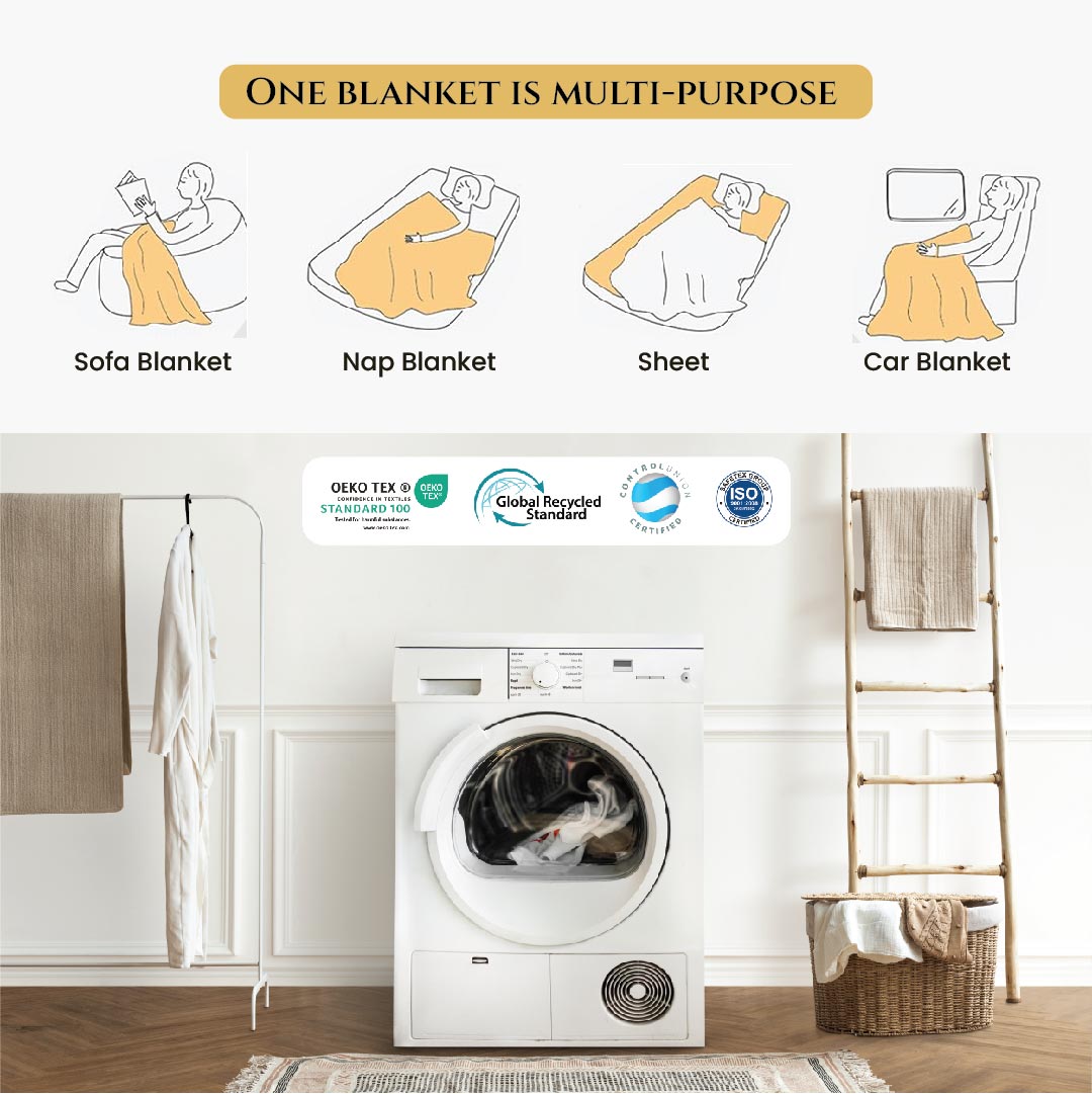 Tranquil Plaid Blanket Single Size 150x220 Brown - Cotton Home