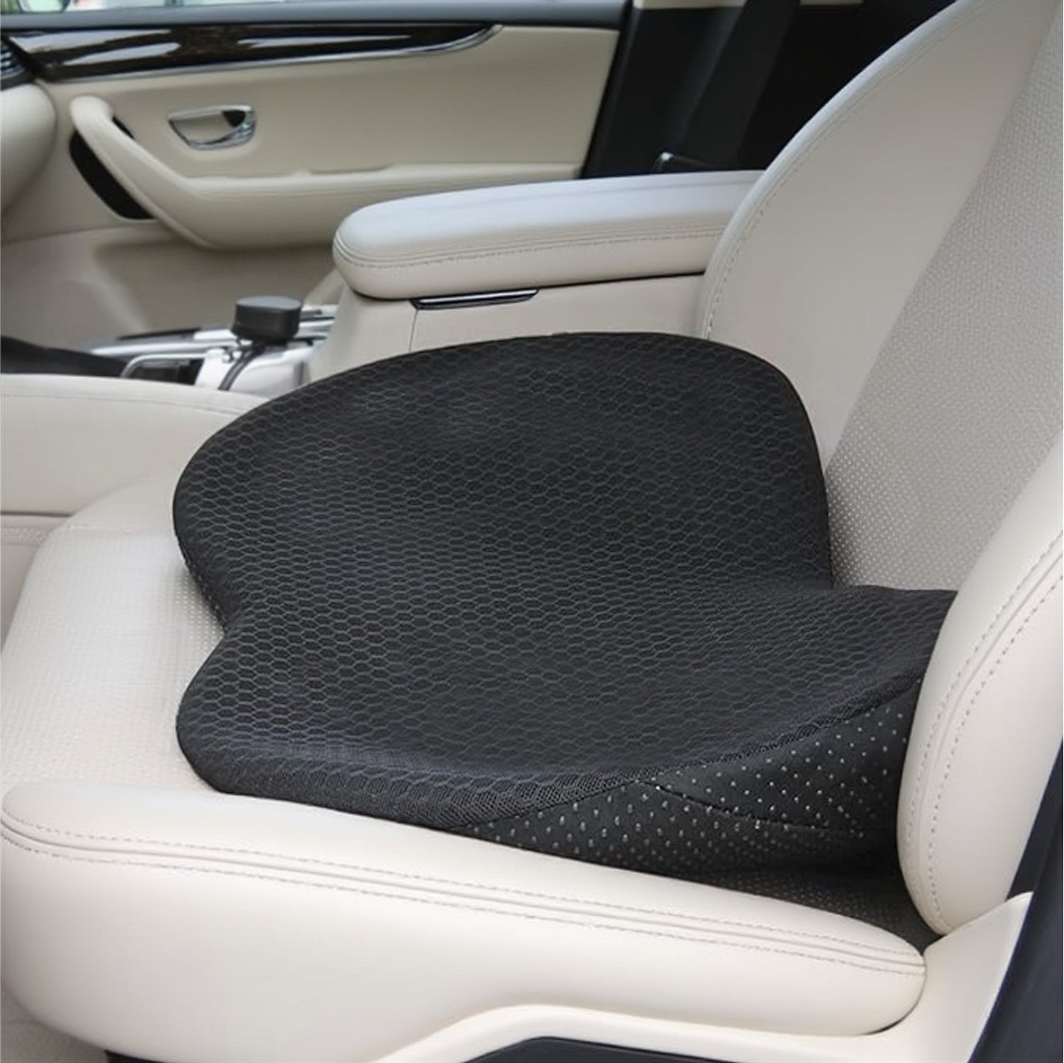 Spine Black Lumbar Support Memory Foam Cushion for Car Seats – 46x35x10cm