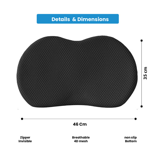 Spine Black Lumbar Support Memory Foam Cushion for Car Seats – 46x35x10cm