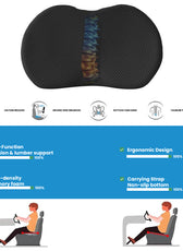 Spine Black Lumbar Support Memory Foam Cushion for Car Seats – 46x35x10cm