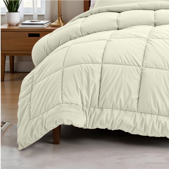 Luxury Velvet 3-Piece King Comforter Set - 240x260 cm- Ivory
