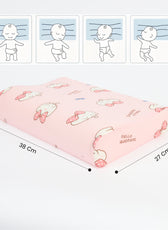 Kids Memory Foam Pillow with Breathable Pink Cover Soft & Ergonomic Support 38x27cm