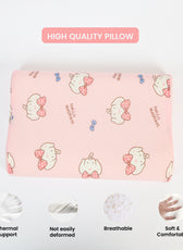 Kids Memory Foam Pillow with Breathable Pink Cover Soft & Ergonomic Support 38x27cm