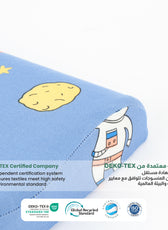 Kids Memory Foam Pillow with Breathable Blue Cover Soft & Ergonomic Support 38x27cm