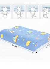 Kids Memory Foam Pillow with Breathable Blue Cover Soft & Ergonomic Support 38x27cm