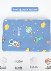 Kids Memory Foam Pillow with Breathable Blue Cover Soft & Ergonomic Support 38x27cm