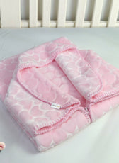 Baby Breathable Swaddle Blanket – Ultra Soft, Lightweight & Cozy Plush with Embossed Hearts, 90x80cm Pink