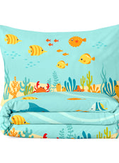 Kids Duvet Cover Set 3 Pcs - Aqua Print | 135x220cm | Microfiber | Cotton Home - Cotton Home