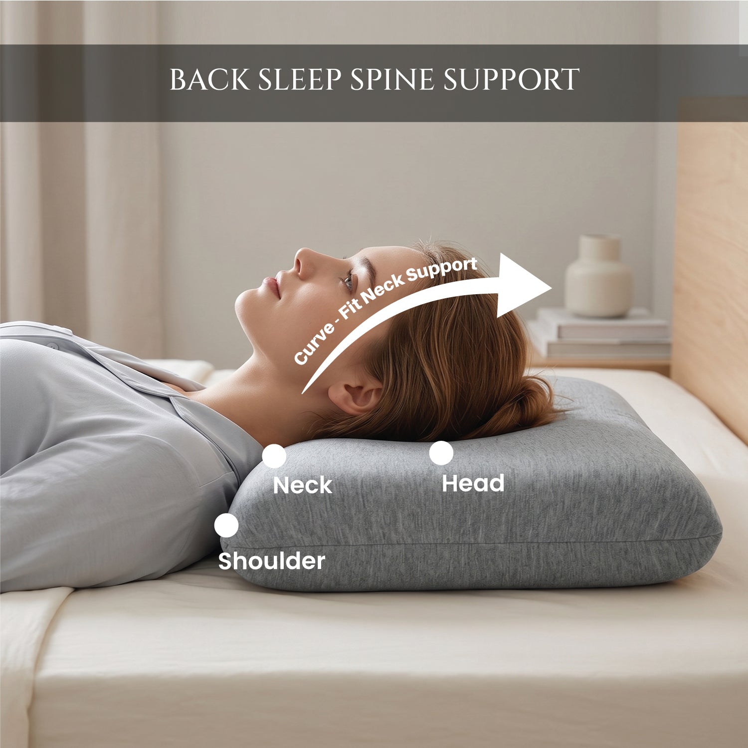 Breathable Grey Memory Foam Pillow - 40x60CM Pack of 2