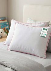 Cotton Kids Pillow 30x45cm Soft & Breathable 100% Cotton with Pink Cord pack of two