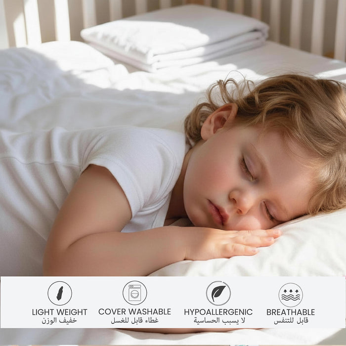 Cotton Kids Pillow 30x45cm Soft & Breathable 100% Cotton with Pink Cord pack of two
