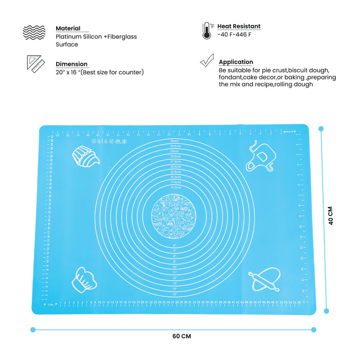 Silicon Blue Reusable Non-Stick Baking Mat Extra Large 60x40cm - Cotton Home