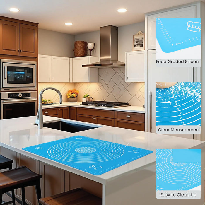 Silicon Blue Reusable Non-Stick Baking Mat Extra Large 60x40cm - Cotton Home