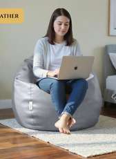 Adult Bean Bag Chair Premium PU Leather  62x105cm - Dark Grey