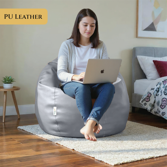 Adult Bean Bag Chair Premium PU Leather  62x105cm - Dark Grey