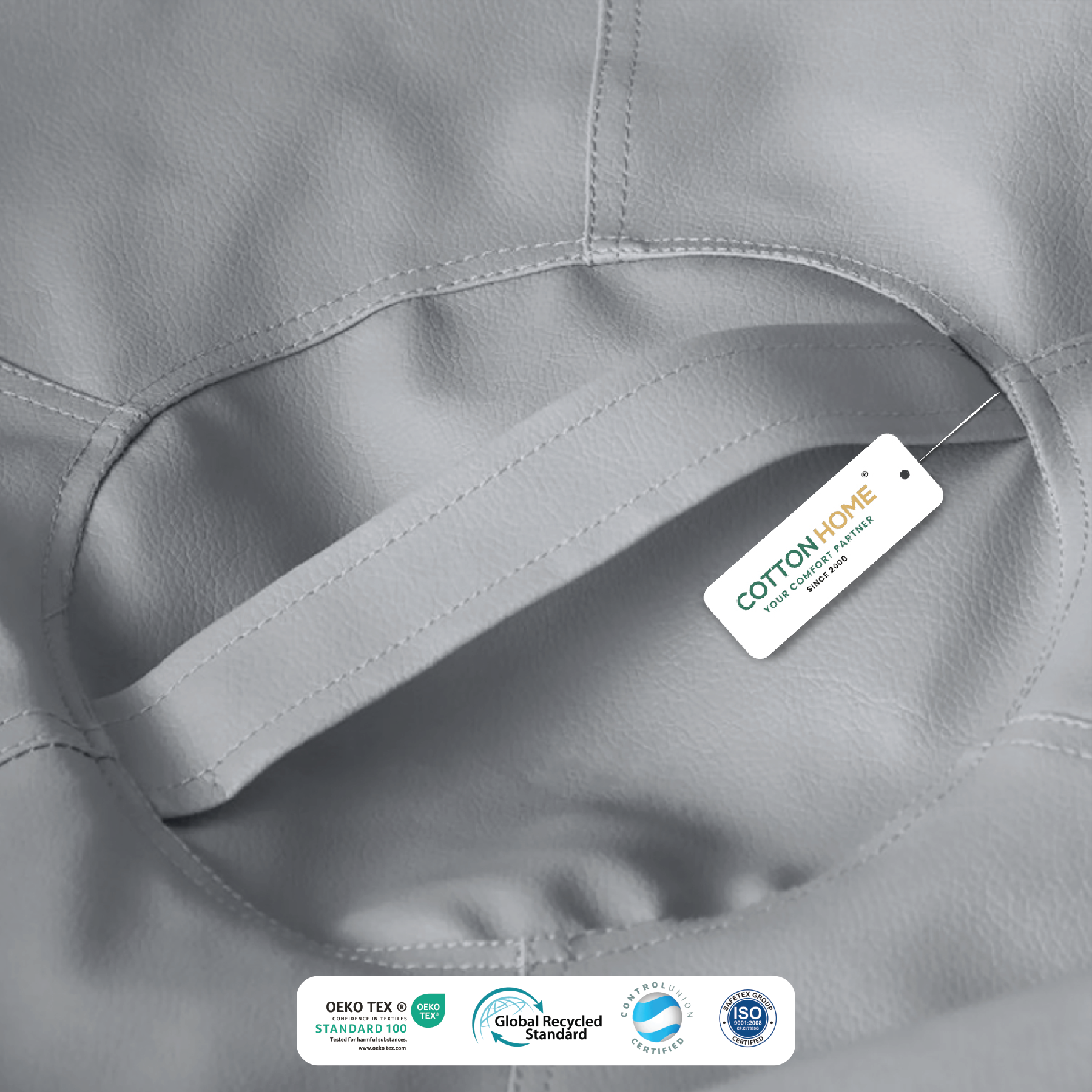 Kids Bean Bag Chair Premium PU Leather 50x80x80cm - Grey