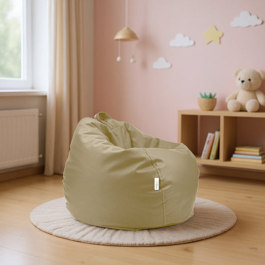 Kids Bean Bag Chair Premium PU Leather 50x80x80cm - Beige