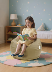 Kids Bean Bag Chair Premium PU Leather 50x80x80cm - Beige
