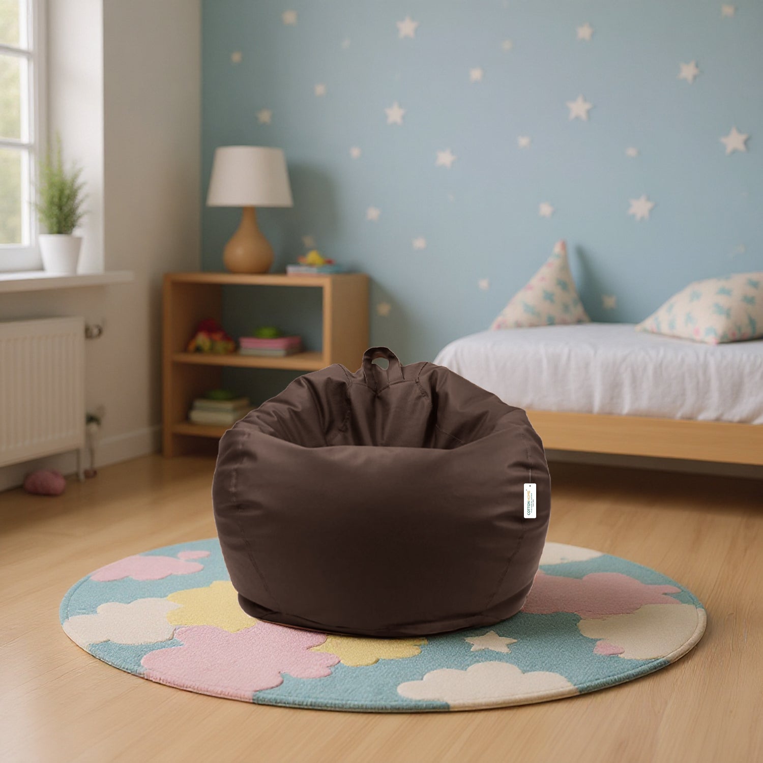 Kids Bean Bag Chair Premium PU Leather 50x80x80cm - Brown