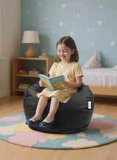 Kids Bean Bag Chair Premium PU Leather 50x80x80cm - Black