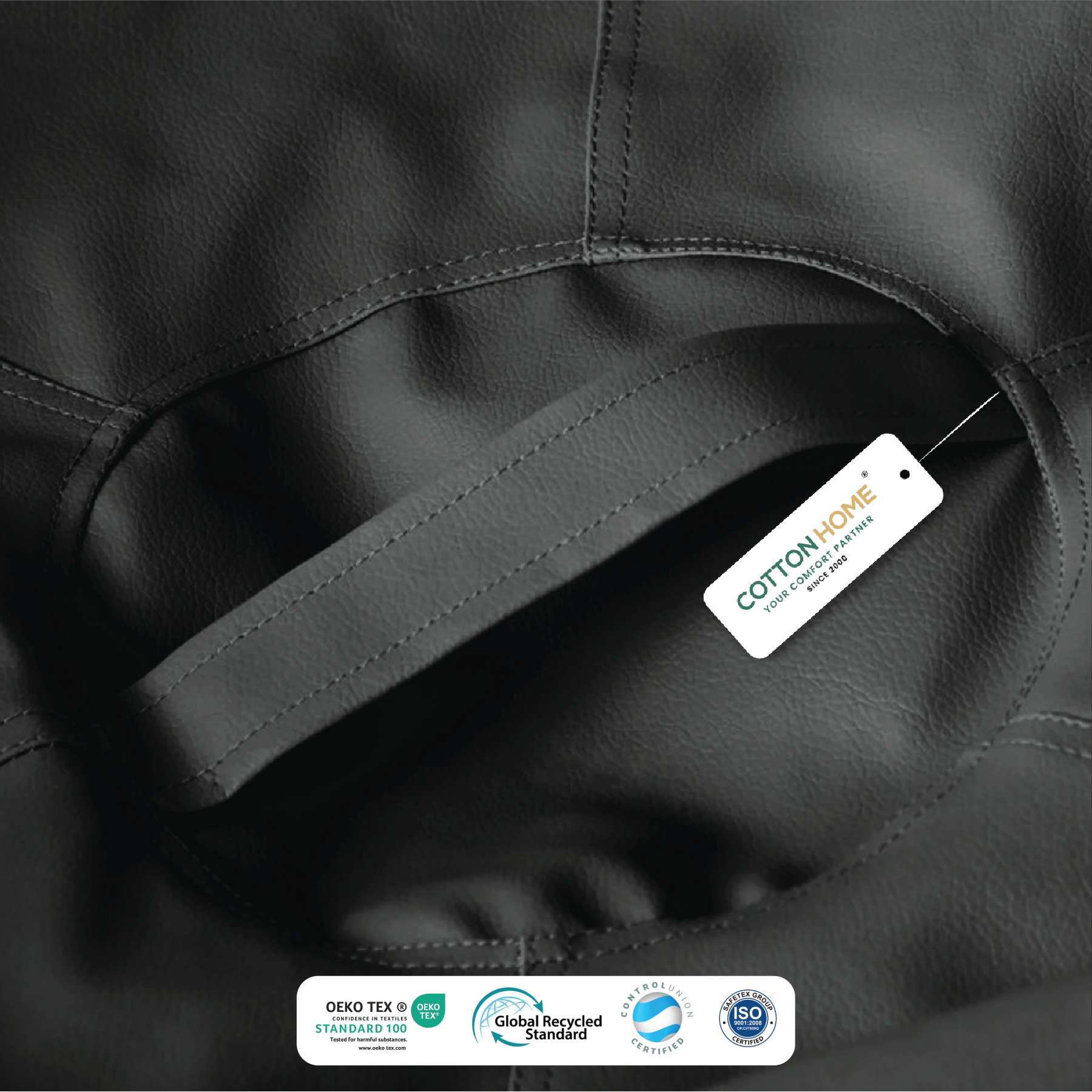 Kids Bean Bag Chair Premium PU Leather 50x80x80cm - Black