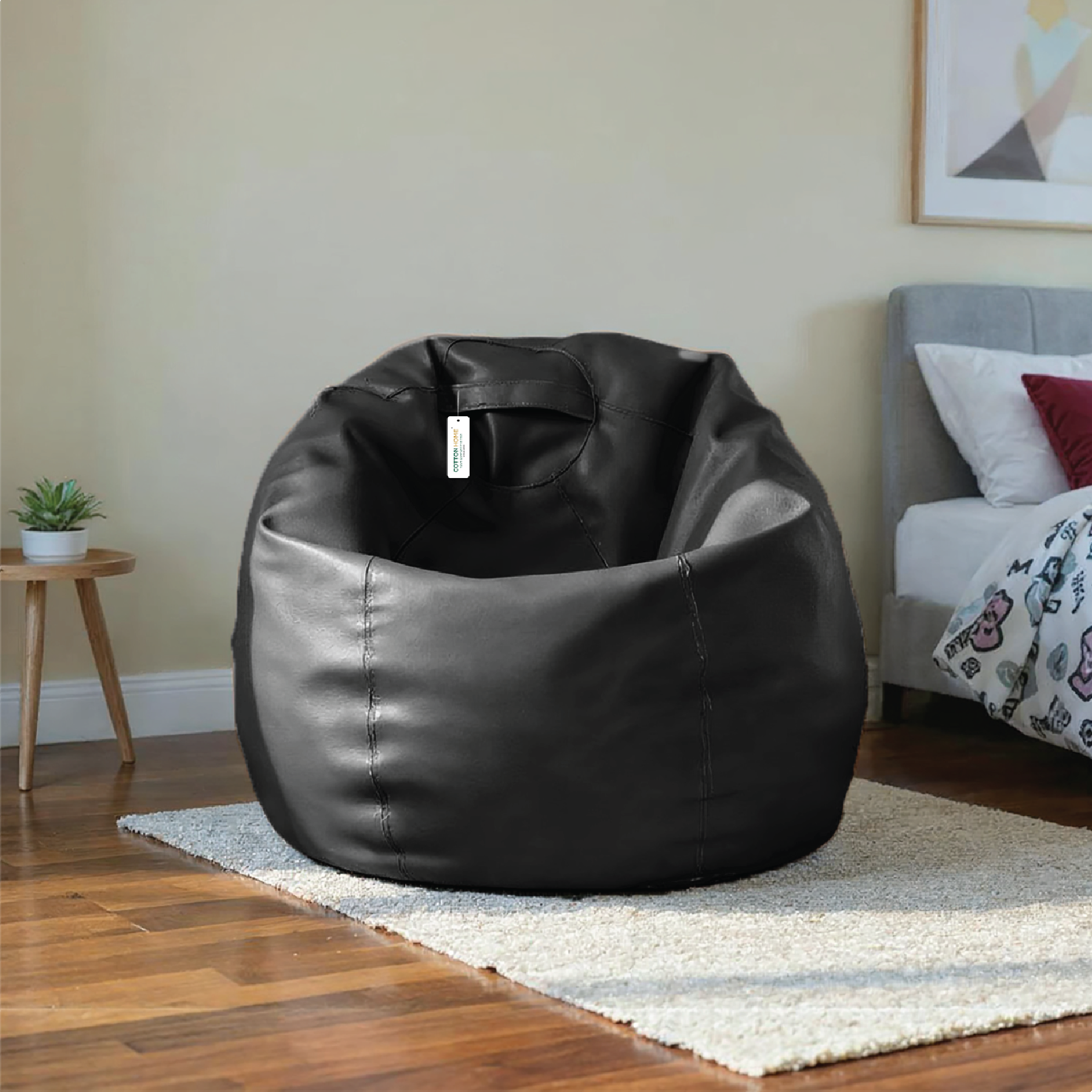 Adult Bean Bag Chair Premium PU Leather  62x105cm - Black