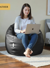 Adult Bean Bag Chair Premium PU Leather  62x105cm - Black