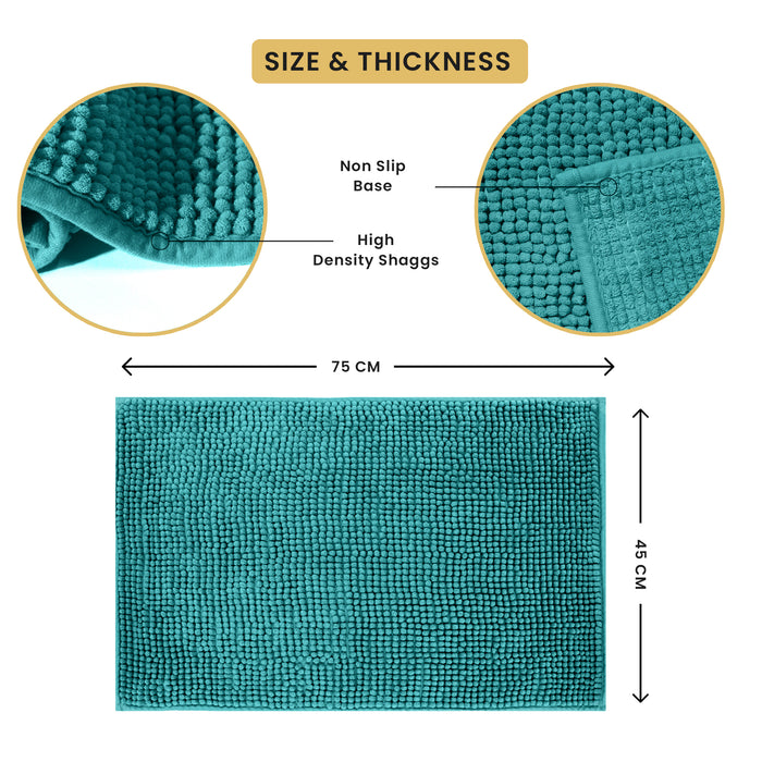 Luxury Shaggy Cobblestone Bathmat - Super Absorbent & Soft - Green | Cotton Home - Cotton Home