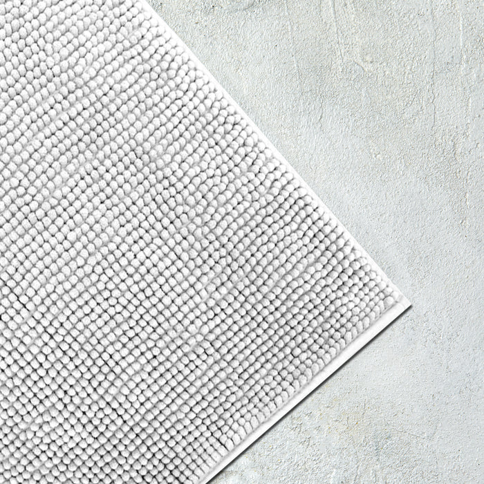 Luxury Shaggy Cobblestone Bathmat - Super Absorbent & Soft - White | Cotton Home - Cotton Home