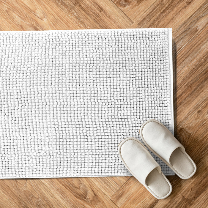 Luxury Shaggy Cobblestone Bathmat - Super Absorbent & Soft - White | Cotton Home - Cotton Home