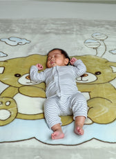 Ultra-Soft Bear Baby Blanket Lightweight & Cozy Plush with Embossed Design, 140x110cm - Grey