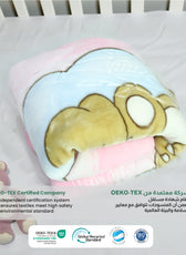 Ultra-Soft Bear Baby Blanket Lightweight & Cozy Plush with Embossed Designs, 140x110cm - Pink