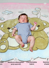 Ultra-Soft Bear Baby Blanket Lightweight & Cozy Plush with Embossed Designs, 140x110cm - Pink
