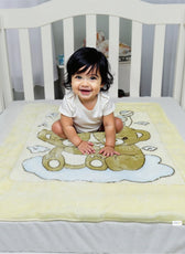 Ultra-Soft Bear Baby Blanket Lightweight & Cozy Plush with Embossed Design, 140x110cm - Yellow