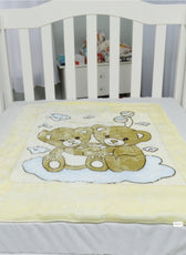 Ultra-Soft Bear Baby Blanket Lightweight & Cozy Plush with Embossed Design, 140x110cm - Yellow