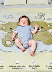 Ultra-Soft Bear Baby Blanket Lightweight & Cozy Plush with Embossed Design, 140x110cm - Yellow