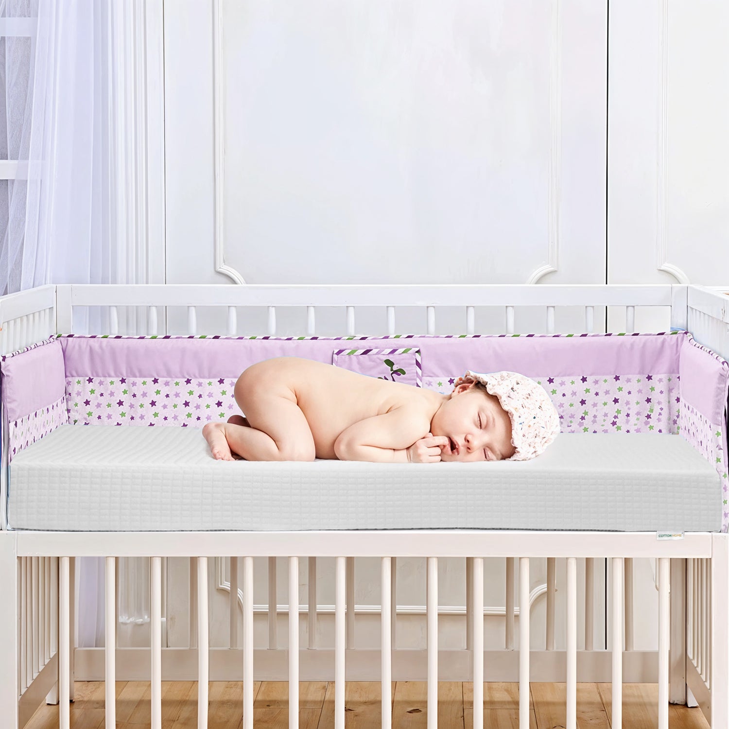 Cot Mattresses, 120 x 60cm Crib Mattress with Extra Thick 10 cm Memory Foam & Removable Washable Cover, Breathable, Anti Allergenic and Water Resistant Toddler Bed Mattress - Cotton Home