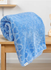 Premium Baby Blanket – Ultra Soft, Lightweight & Cozy Plush with Embossed Hearts, 140x110cm Blue