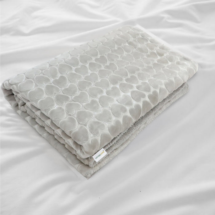 Premium Baby Blanket – Ultra Soft, Lightweight & Cozy Plush with Embossed Hearts, 140x110cm Grey