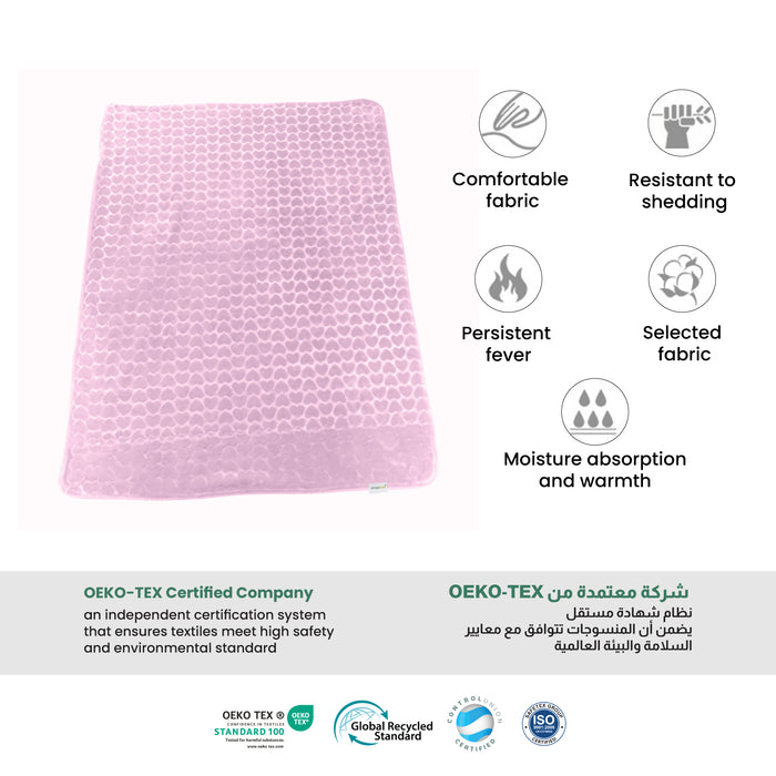 Premium Baby Blanket – Ultra Soft, Lightweight & Cozy Plush with Embossed Hearts, 140x110cm Pink