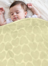 Premium Baby Blanket – Ultra Soft, Lightweight & Cozy Plush with Embossed Hearts, 140x110cm Yellow