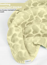 Premium Baby Blanket – Ultra Soft, Lightweight & Cozy Plush with Embossed Hearts, 140x110cm Yellow