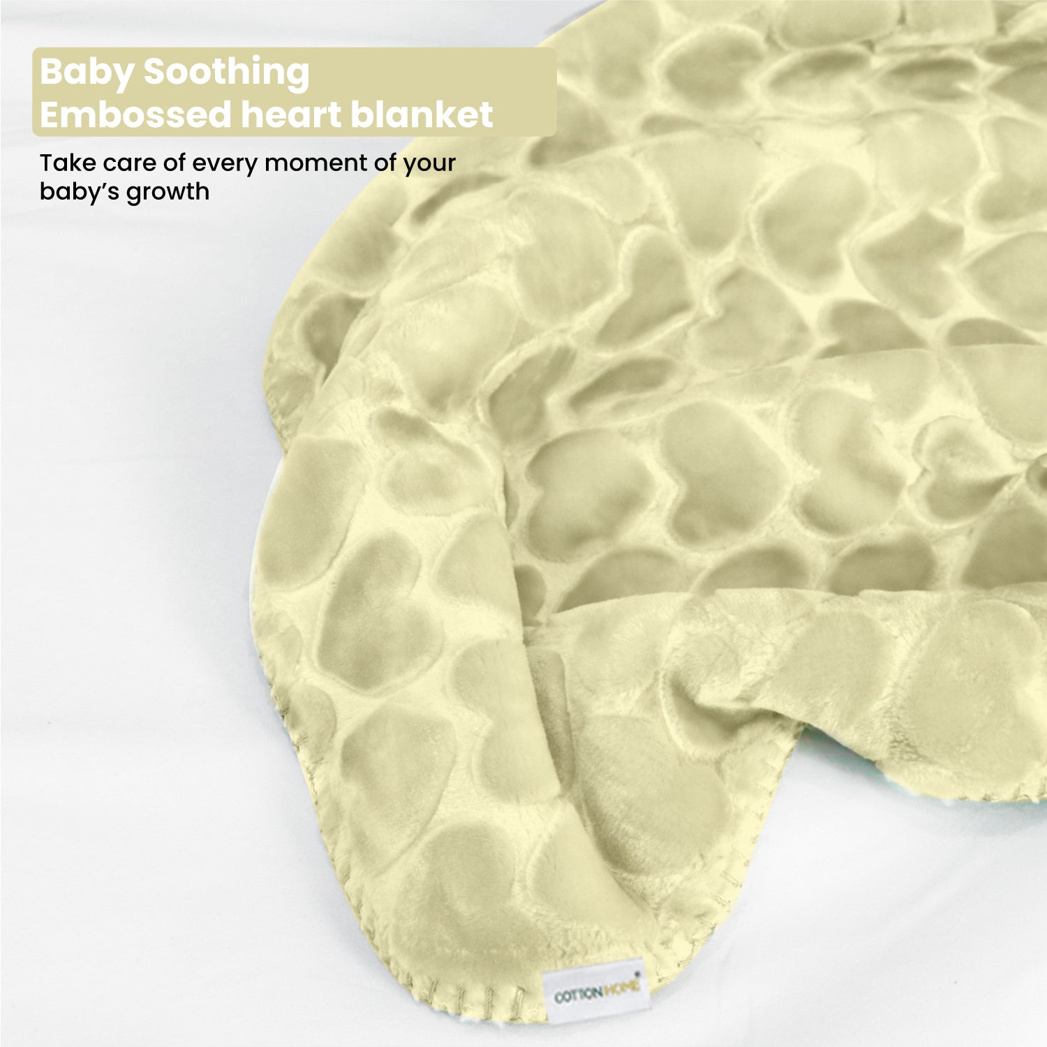 Premium Baby Blanket – Ultra Soft, Lightweight & Cozy Plush with Embossed Hearts, 140x110cm Yellow