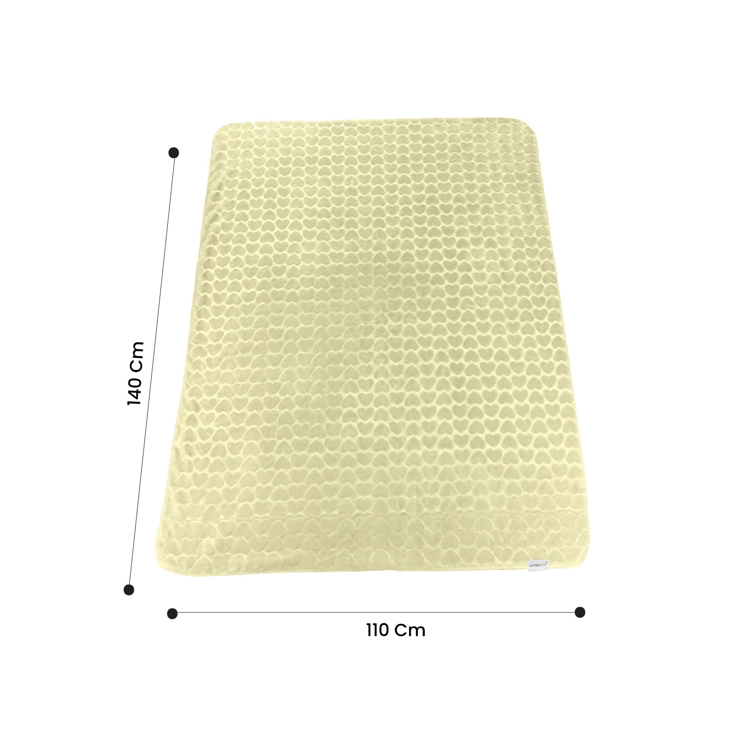 Premium Baby Blanket – Ultra Soft, Lightweight & Cozy Plush with Embossed Hearts, 140x110cm Yellow