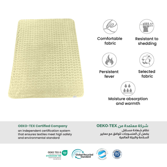 Premium Baby Blanket – Ultra Soft, Lightweight & Cozy Plush with Embossed Hearts, 140x110cm Yellow