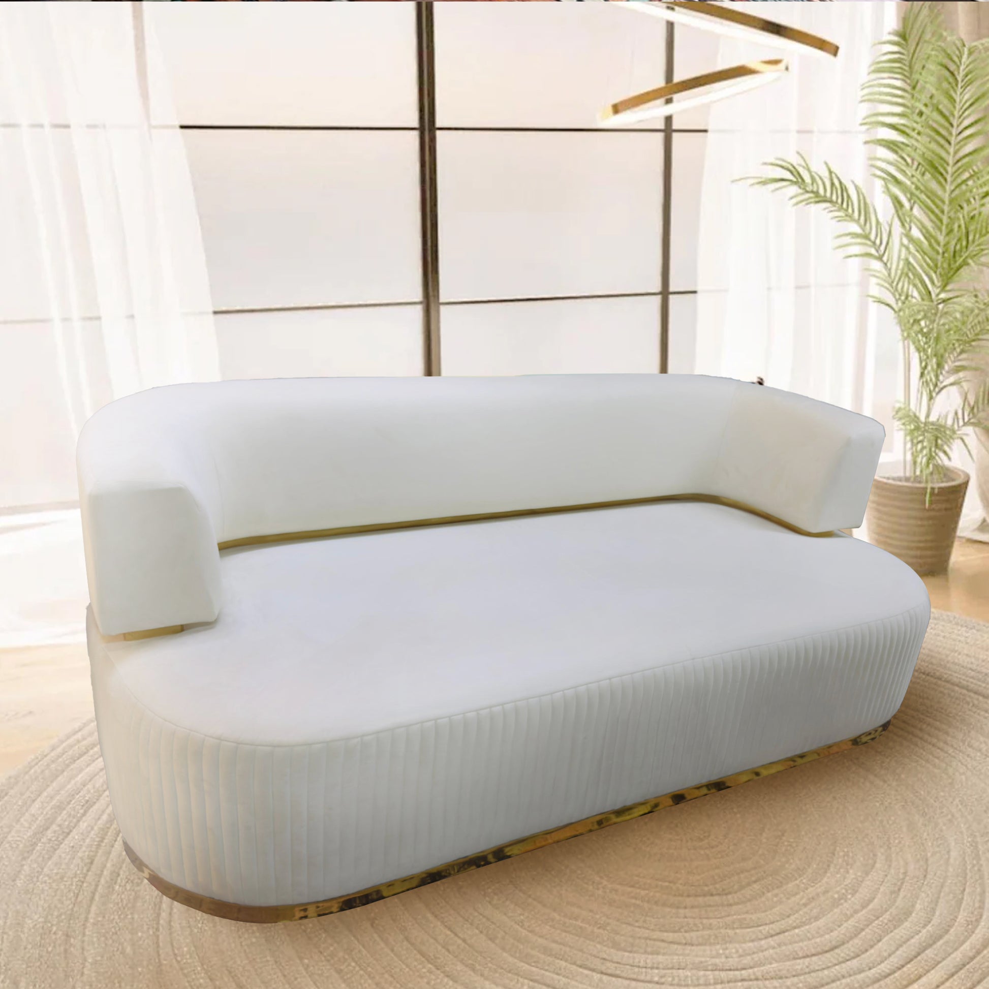 Nova 3-Seater Velvet Sofa in  – Luxurious Comfort, L230cm x W110cm x H86cm - Cotton Home