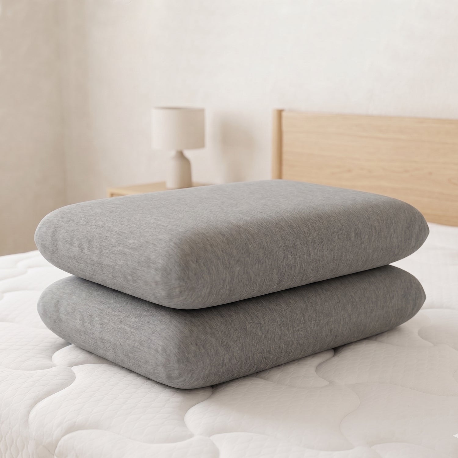 Breathable Grey Memory Foam Pillow - 40x60CM Pack of 2
