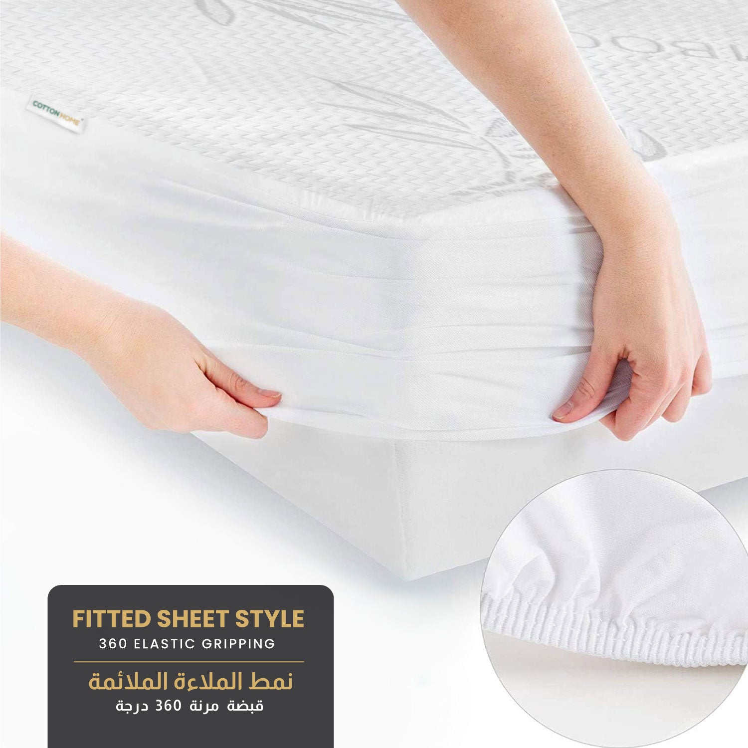 Premium Bamboo Grey Mattress Protector 200x200+35CM Breathable & Waterproof - Cotton Home