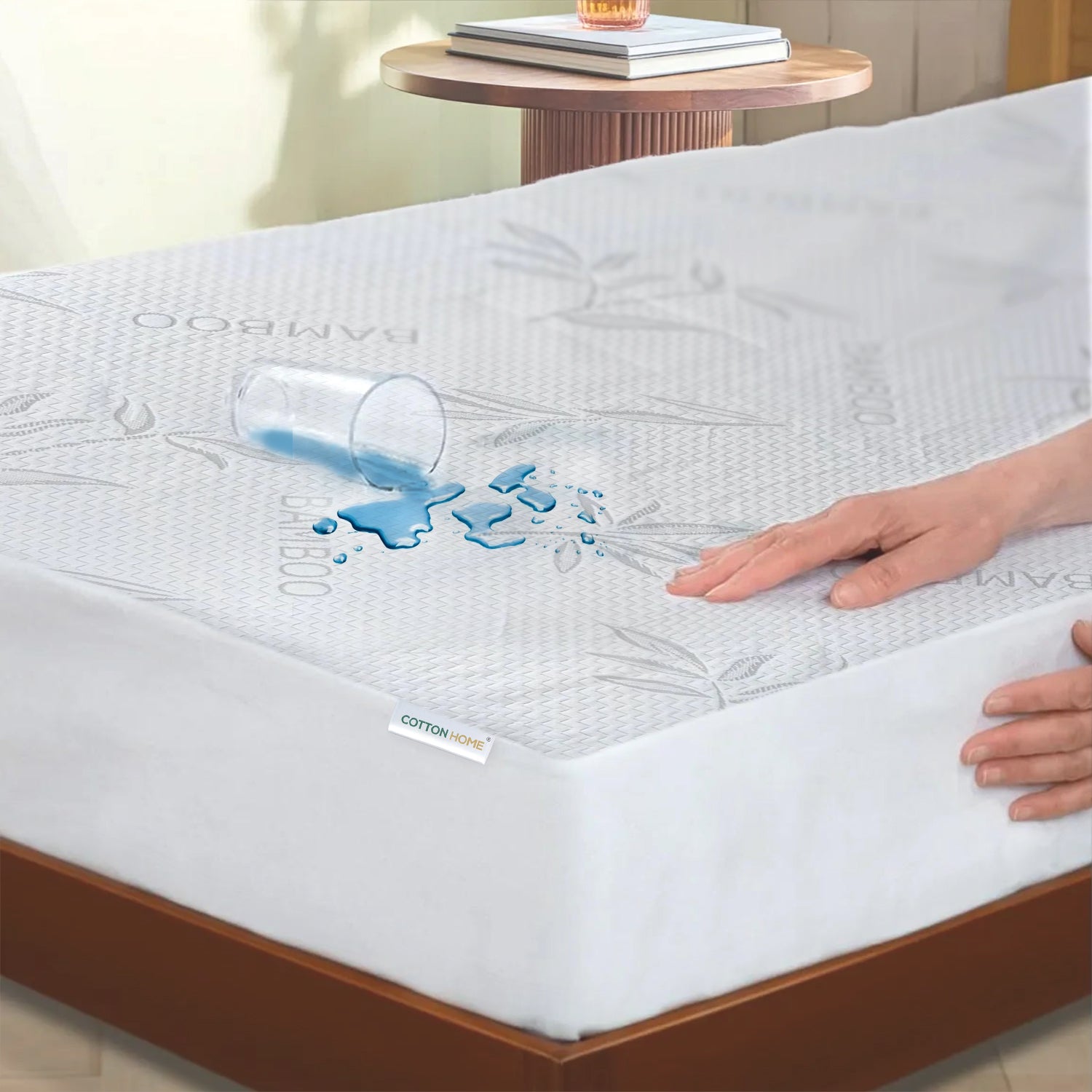 Premium Bamboo Grey Mattress Protector 200x200+35CM Breathable & Waterproof